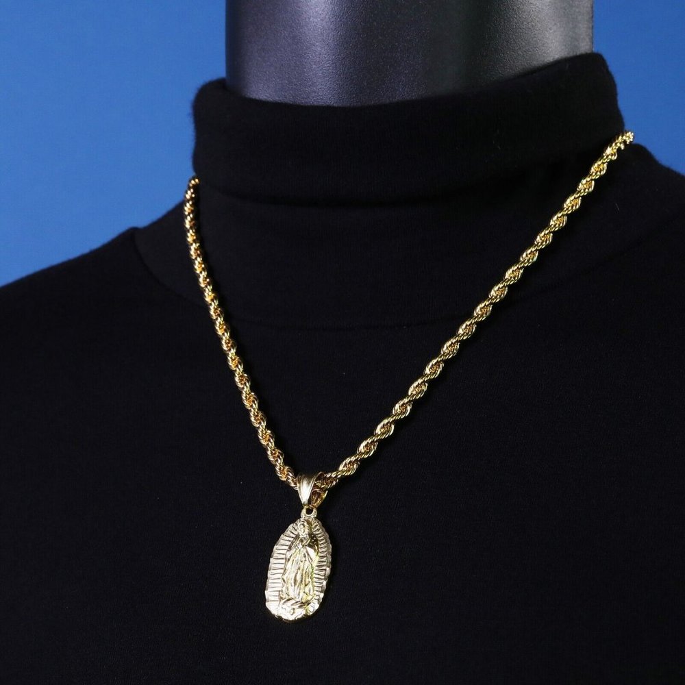 14k Gold 20" Mary Pendant + Necklace
